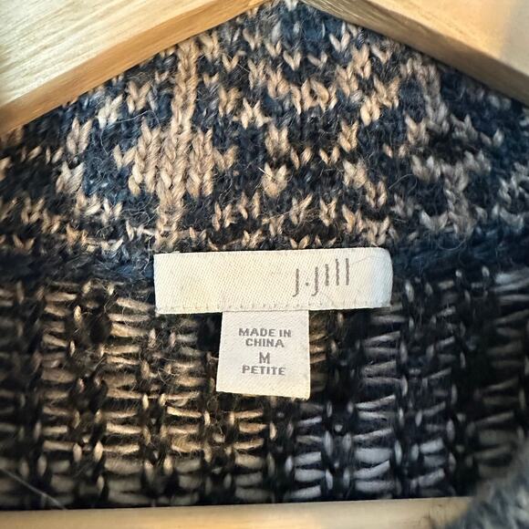 J.Jill Sweater Coat SZ MP Blue Aztec Boho Duster Long Cardigan Southwestern EUC - Picture 5 of 9